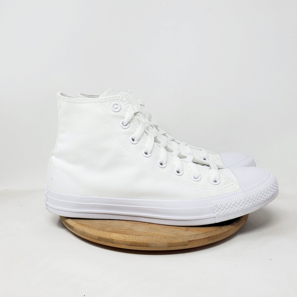 Converse Chuck Taylor All Star Hi Sneakers Womens 10 White Leather Lace Up Shoes